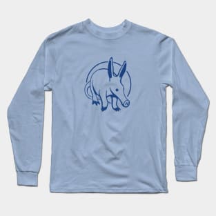 Stylized, minimal art of an marvelous Aardvark in blue Long Sleeve T-Shirt